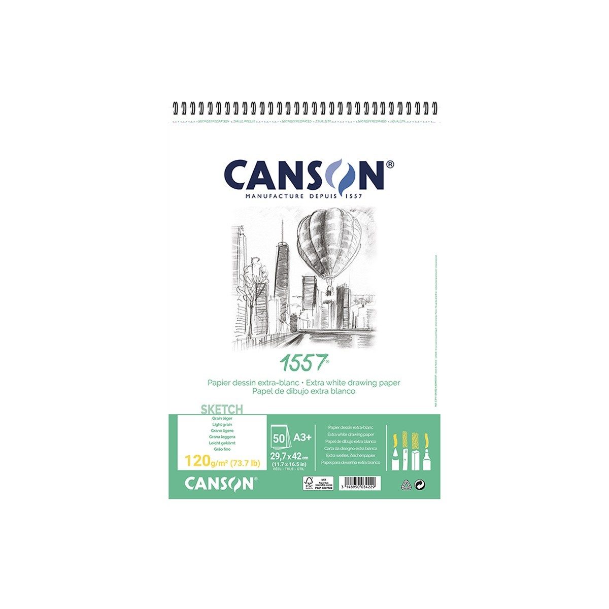 Canson Σπιράλ Μπλοκ Σχεδίου 1557 A3/120gsm 50φ