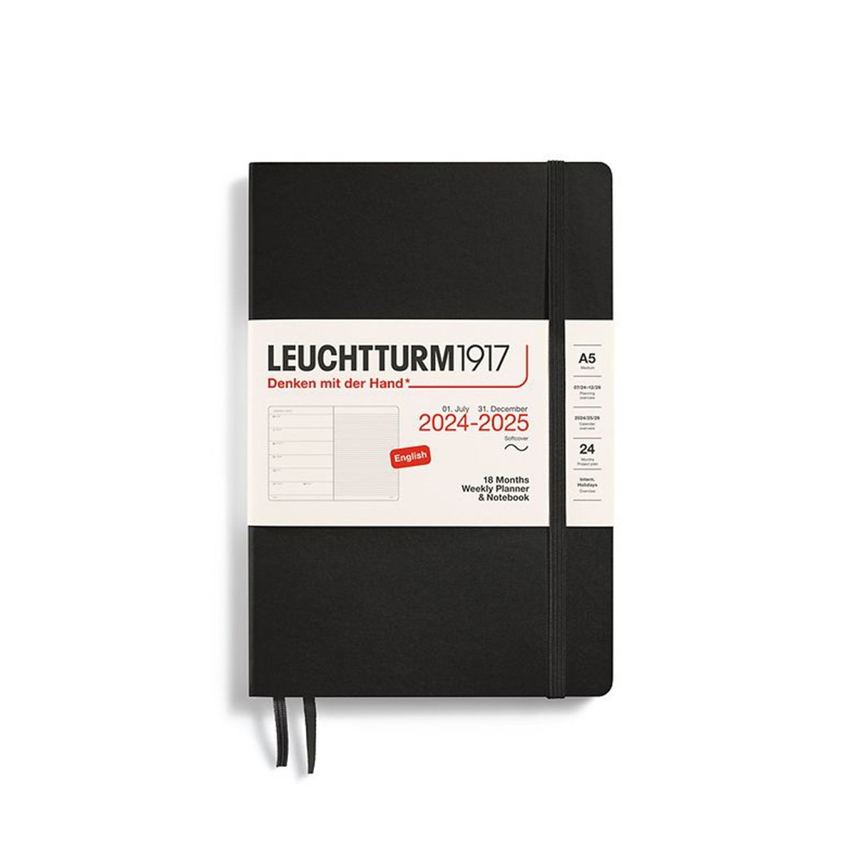 LEUCHTTURM1917 Εβδομαδιαίο Planner/Σημειωματάριο 2024-25 Α5 softcover - Black