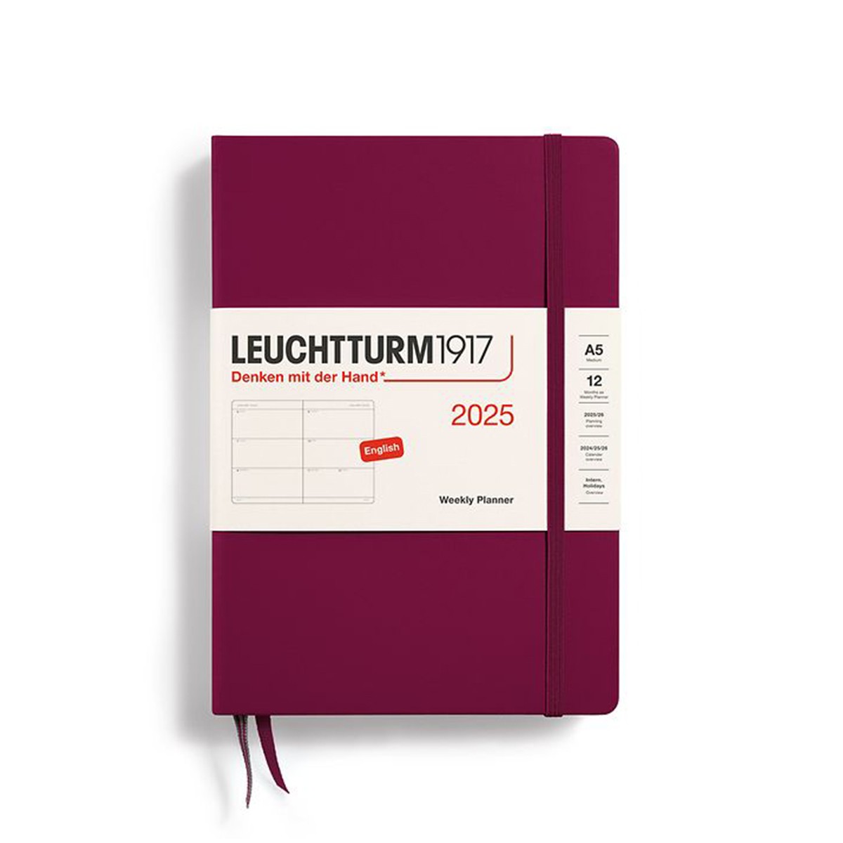 LEUCHTTURM1917 Εβδομαδιαίο Planner 2025 A5 Σκληρό Εξώφυλλο Port Red