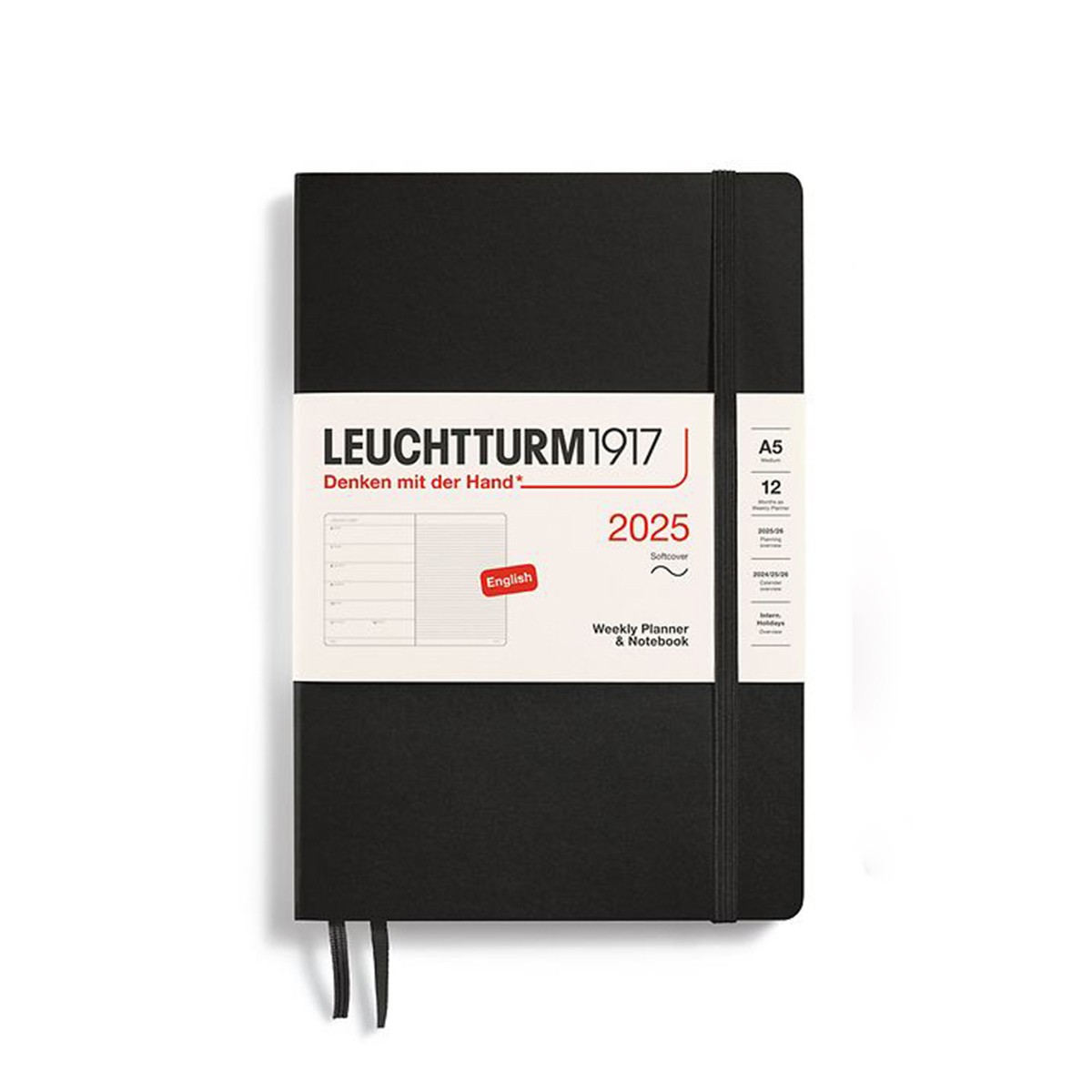 LEUCHTTURM1917 Εβδομαδιαίο Planner/Notebook 2025 A5 με Μαλακό Εξώφυλλο - Black