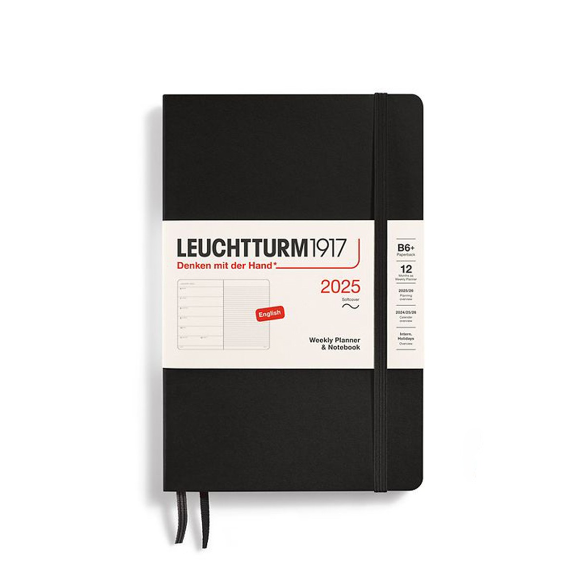 LEUCHTTURM1917 Εβδομαδιαίο Planner/Notebook 2025 B6+ Μαλακό Εξώφυλλο Black