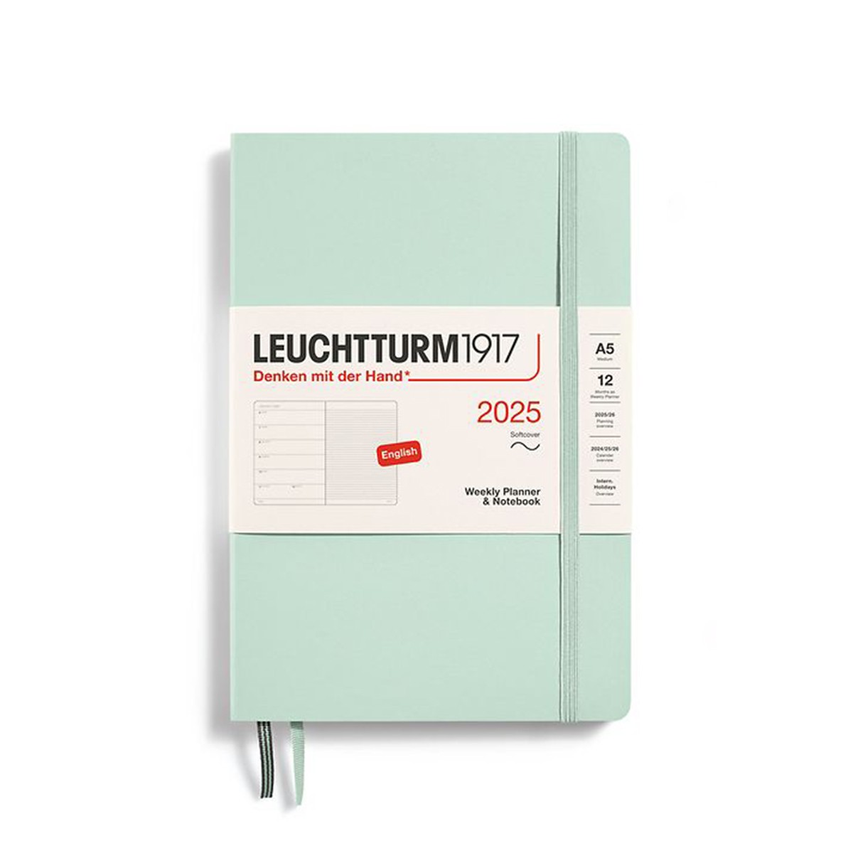 LEUCHTTURM1917 Εβδομαδιαίο Planner/Notebook 2025 A5 με Μαλακό Εξώφυλλο - Mint Green