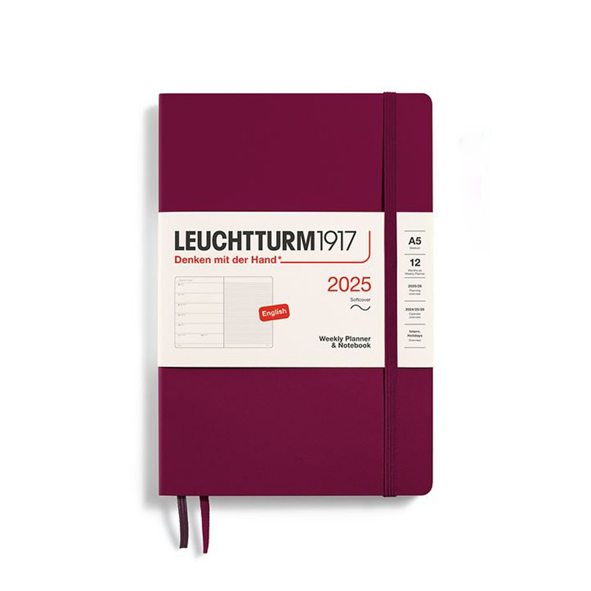 LEUCHTTURM1917 Εβδομαδιαίο Planner/Notebook 2025 A5 με Μαλακό Εξώφυλλο - Port Red