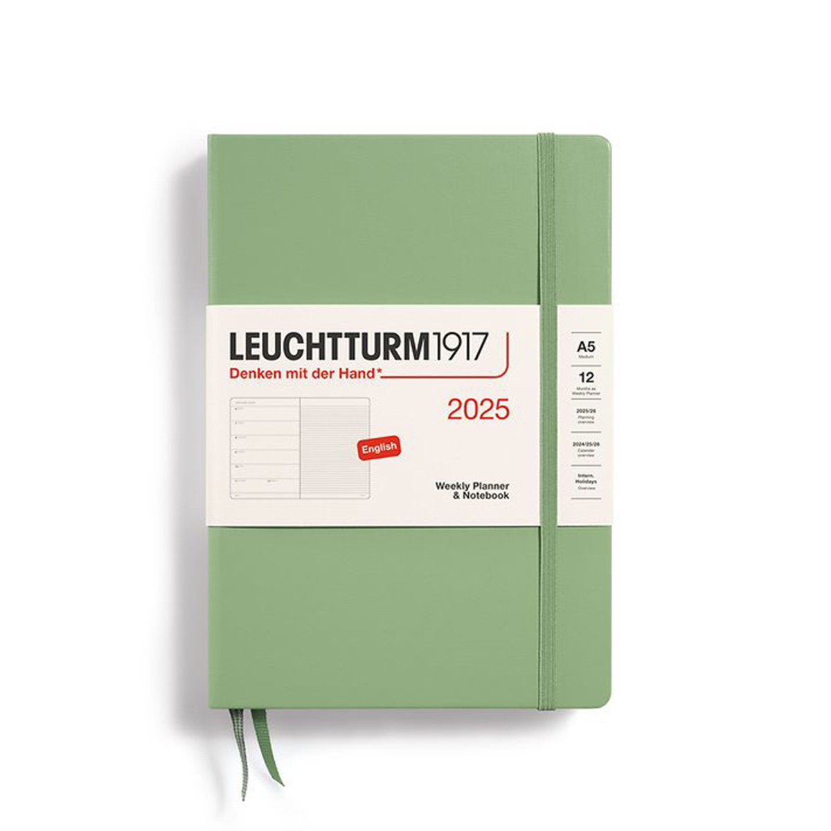 LEUCHTTURM1917 Εβδομαδιαίο Planner/Notebook 2025 A5 Σκληρό Εξώφυλλο - Sage