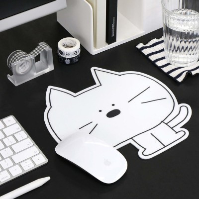 Doodle Mouse Pad White Cat - Λευκό