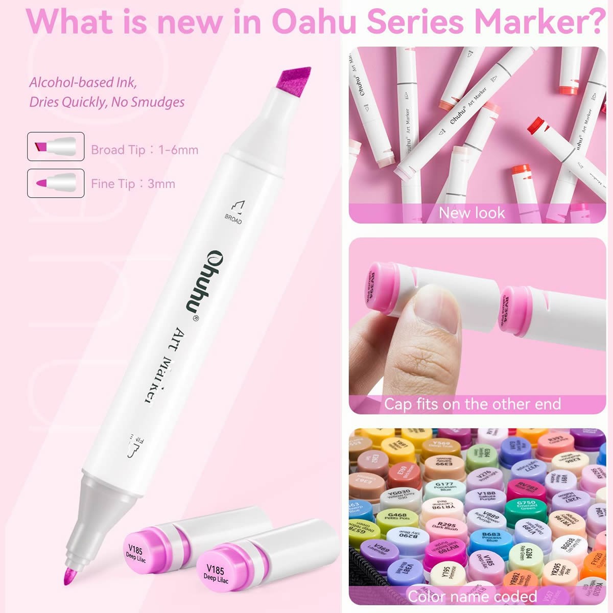 OHUHU Oahu Alcohol Art Markers Σετ Μαρκαδόρων 40 χρωμάτων Fine & Chisel