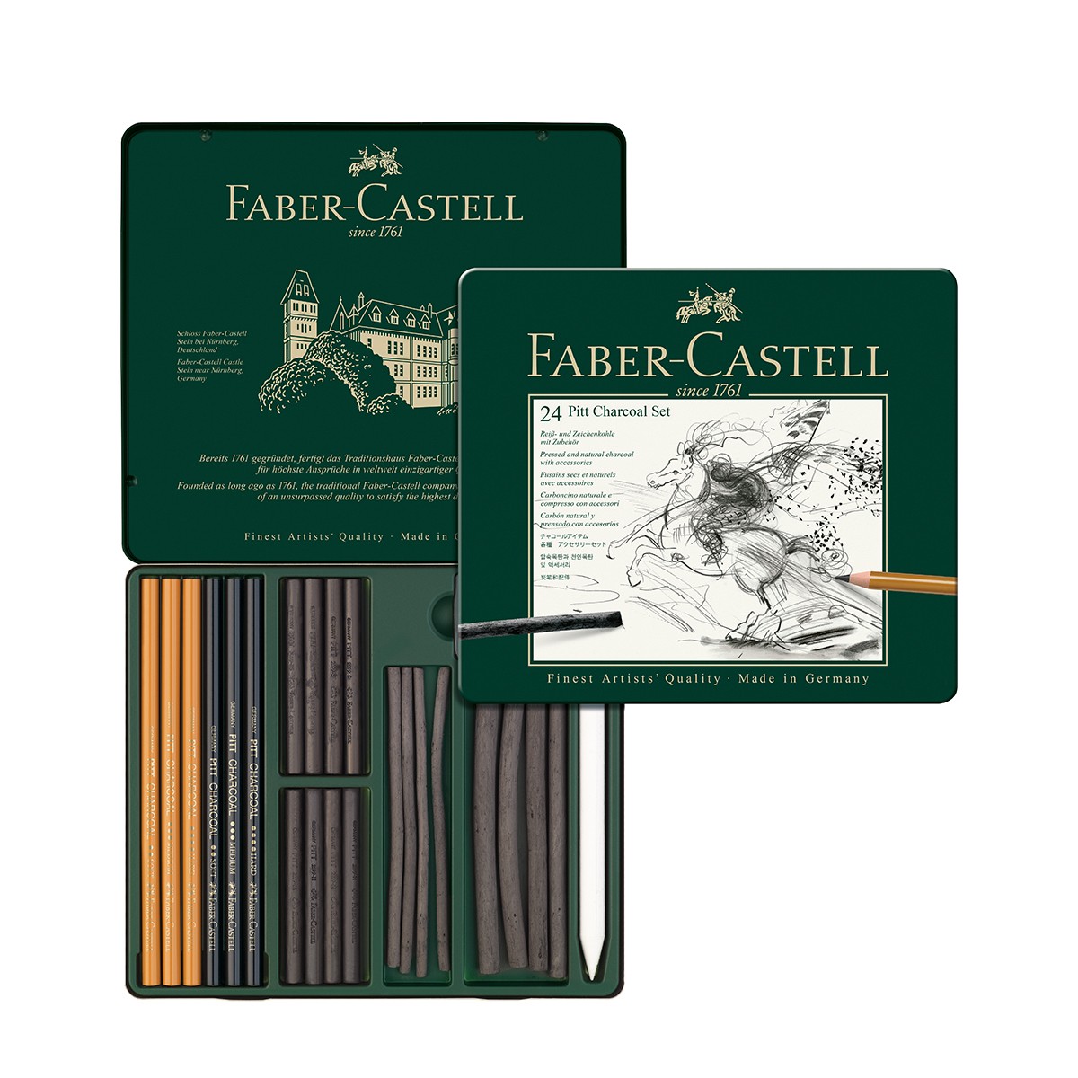 Faber-Castell Μεταλλική Kασετίνα Pitt Charcoal 24τεμ.