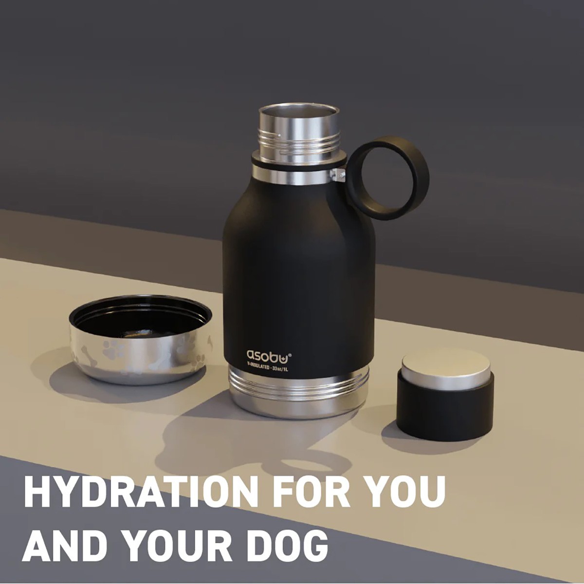 Asobu Black Dog Bowl Bottle - θερμός 2 σε 1