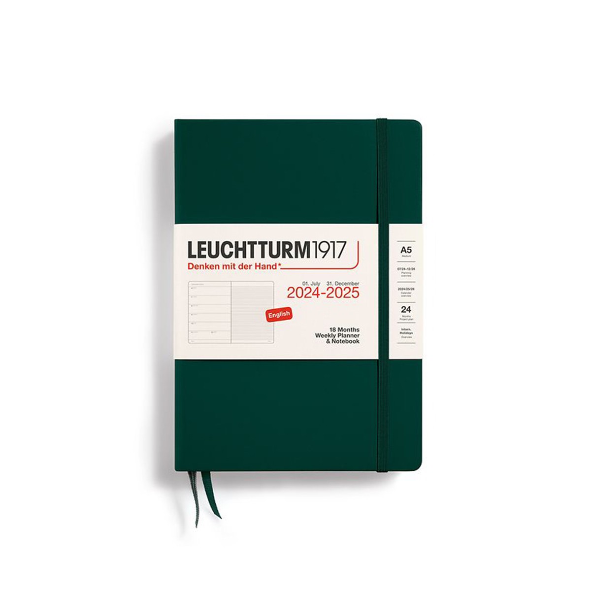 LEUCHTTURM1917 Εβδομαδιαίο Planner/Σημειωματάριο 2024-25 Α5 hardcover - Πράσινο