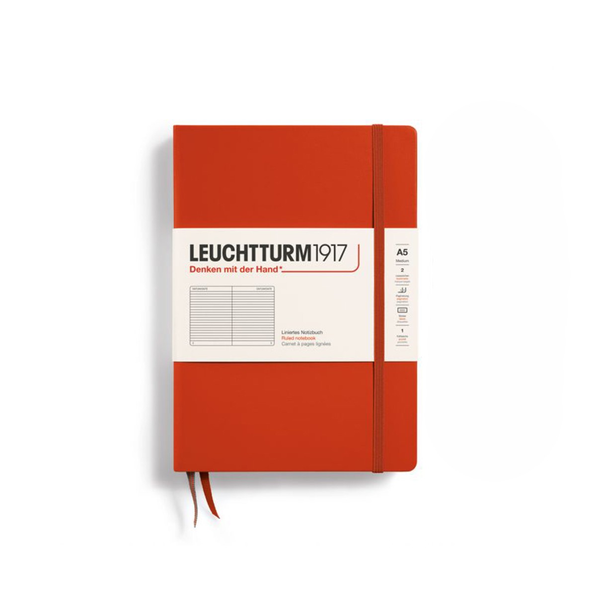 LEUCHTTURM1917 Natural Colors Σημειωματάριο Α5 Σκληρό Εξώφυλλο Fox Red  - Ριγέ