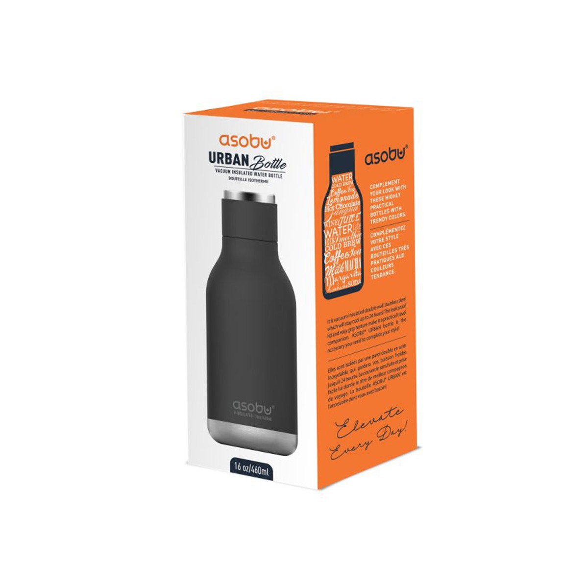 Asobu Θερμός Urban Water Bottle Black 450ml