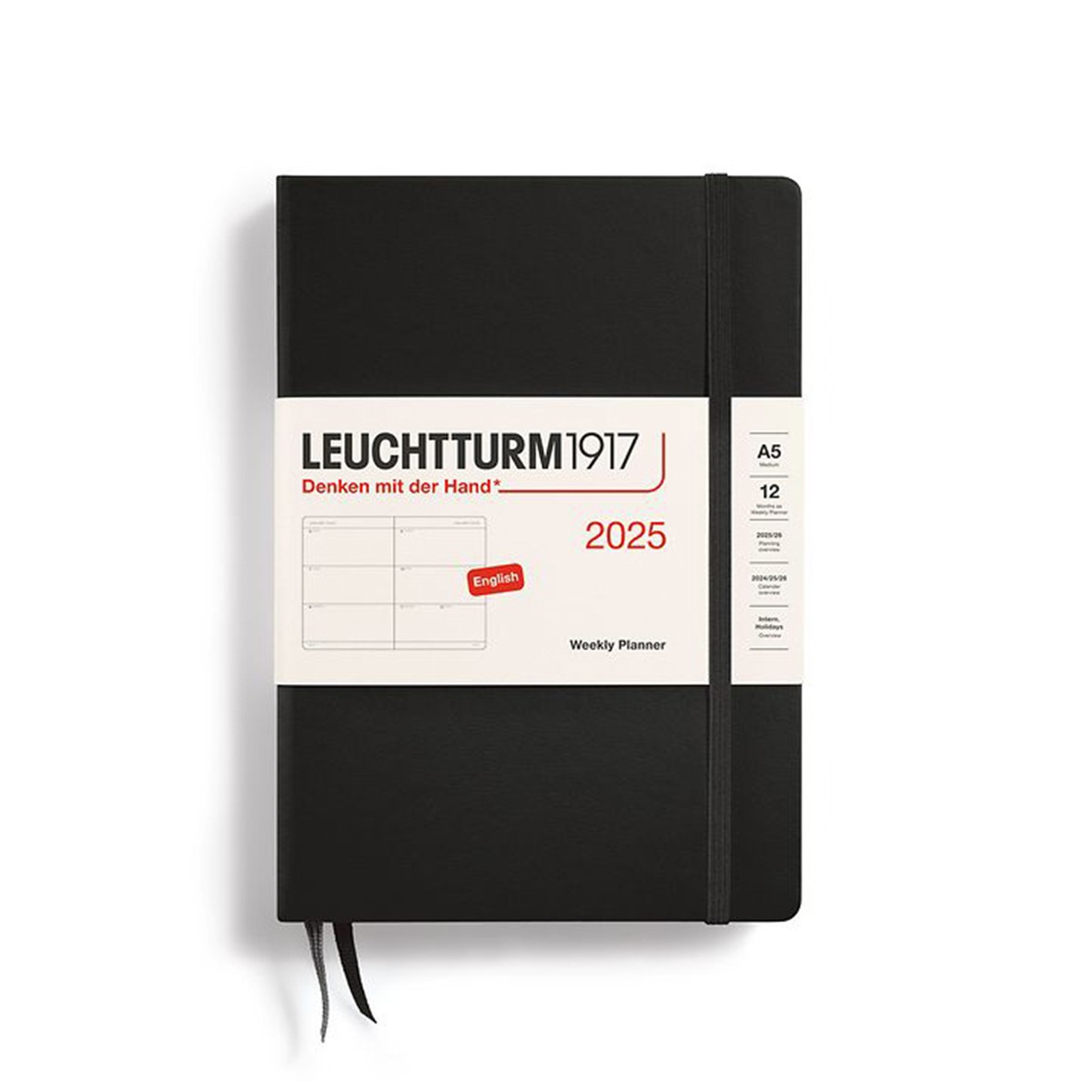 LEUCHTTURM1917 Εβδομαδιαίο Planner 2025 A5 Σκληρό Εξώφυλλο Black