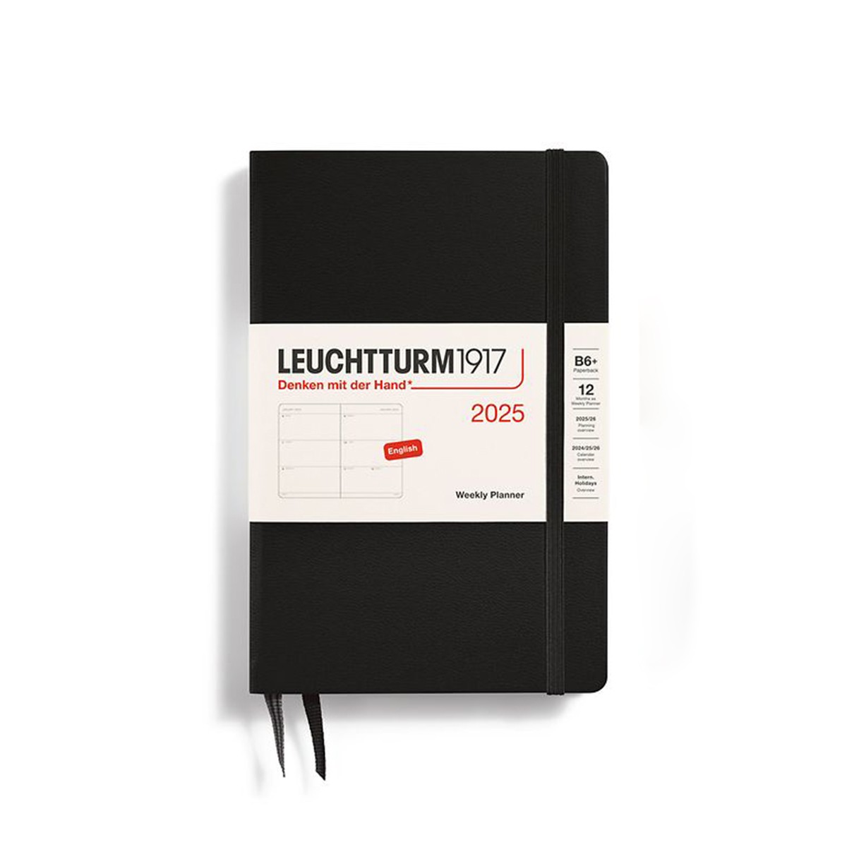 LEUCHTTURM1917 Εβδομαδιαίο Planner 2025 B6+ Σκληρό Εξώφυλλο Black