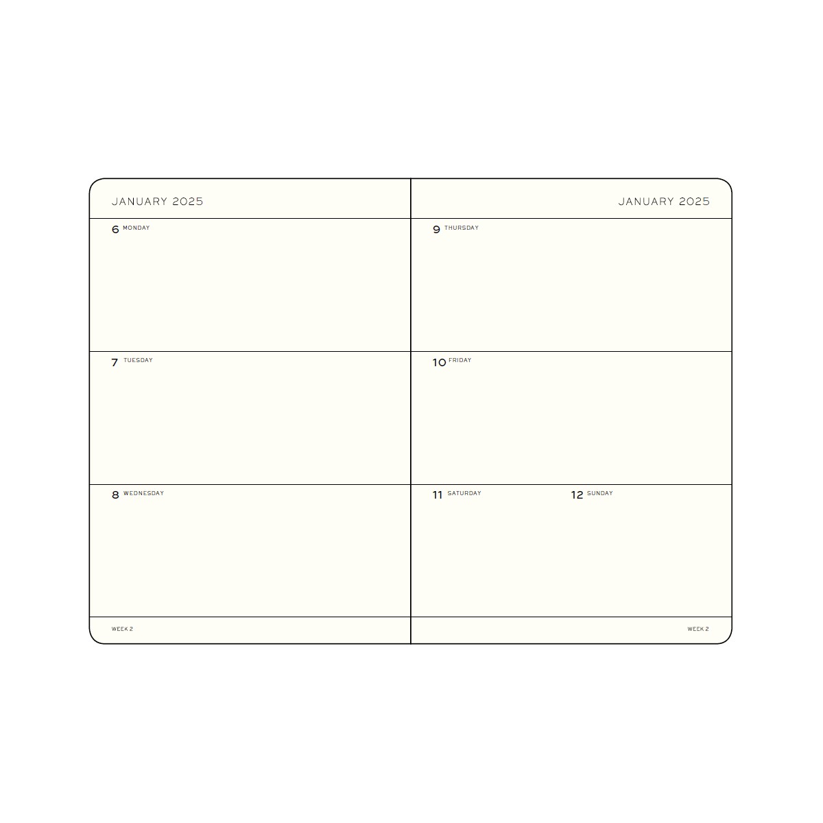 LEUCHTTURM1917 Εβδομαδιαίο Planner 2025 Pocket A6 Black