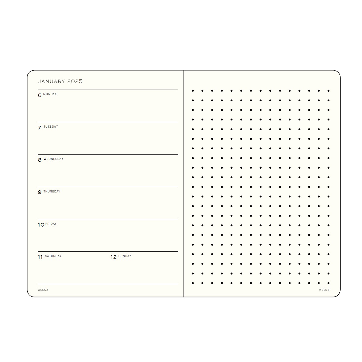 LEUCHTTURM1917 Εβδομαδιαίο Planner/ Dotted Notebook 2025 A5 Σκληρό Εξώφυλλο - Black