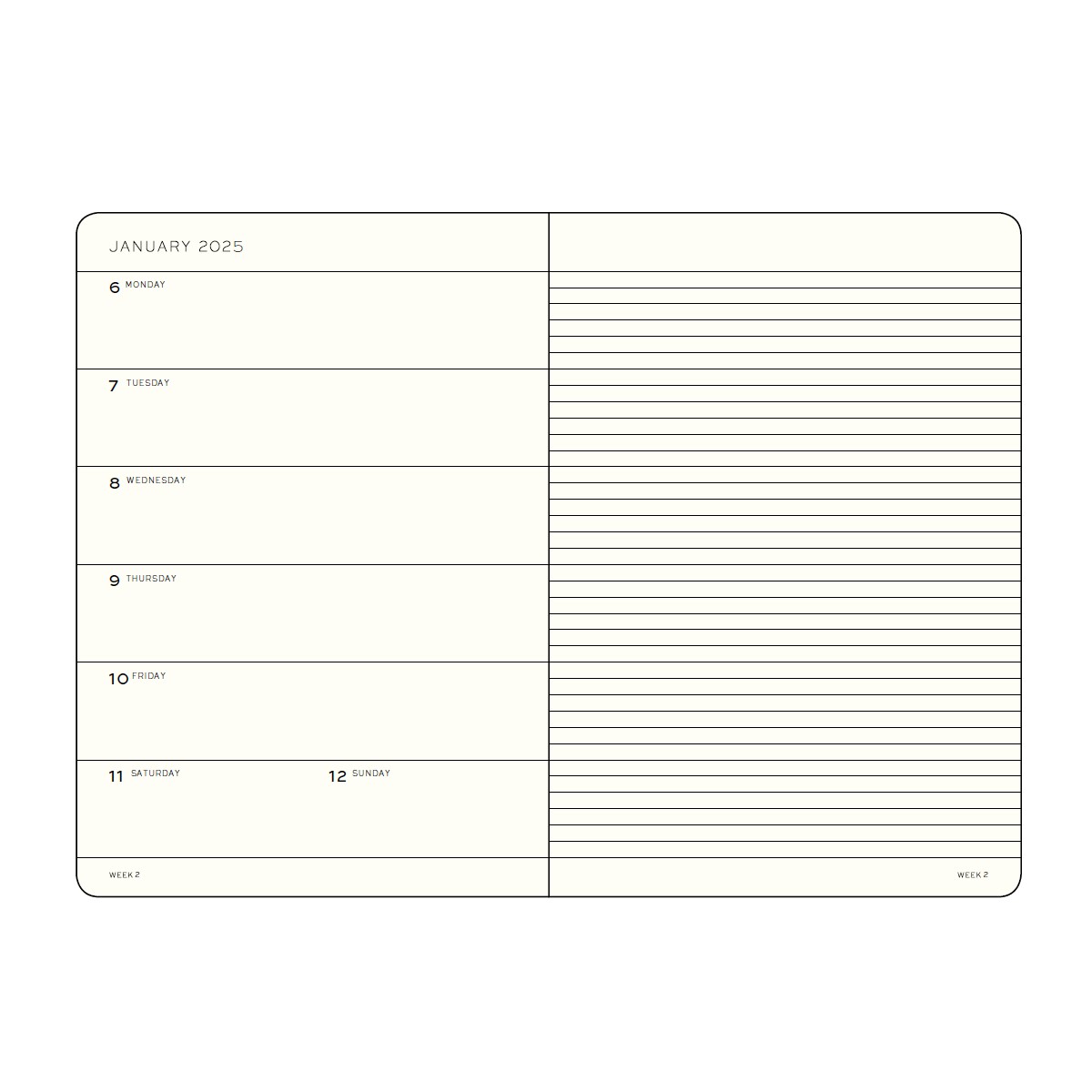 LEUCHTTURM1917 Εβδομαδιαίο Planner/Notebook 2025 A5 Σκληρό Εξώφυλλο - Black