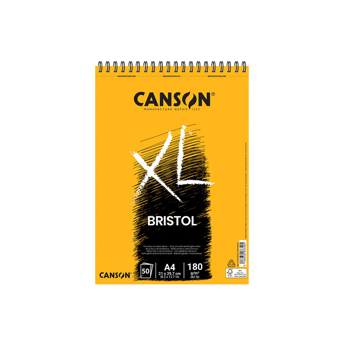 Canson Σπιράλ Μπλοκ Σχεδίου XL Bristol A4/180gsm 50φ