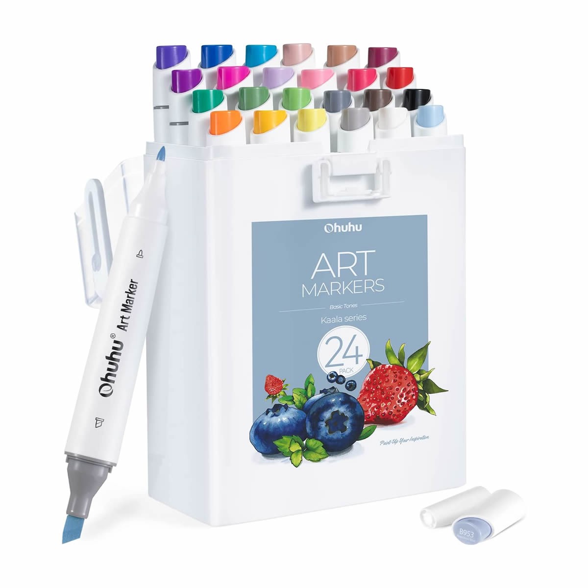 OHUHU Kaala Alcohol Art Markers Σετ Μαρκαδόρων 24 Βασικά Χρώματα Chisel & Fine