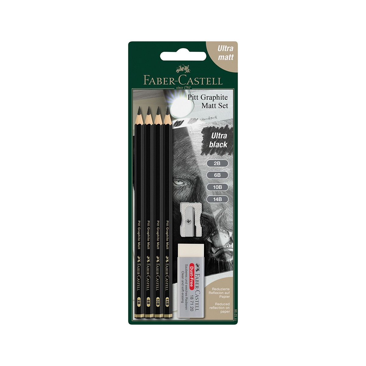 Faber - Castell Σετ 4 Extra Ματ Μολύβια με Γόμα & Ξύστρα