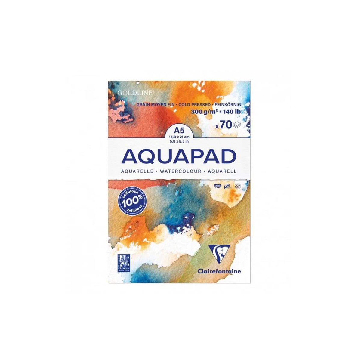 Clairefontaine Μπλοκ Ακουαρέλας Aquapad Cold Press Α5 70φ. 300gr