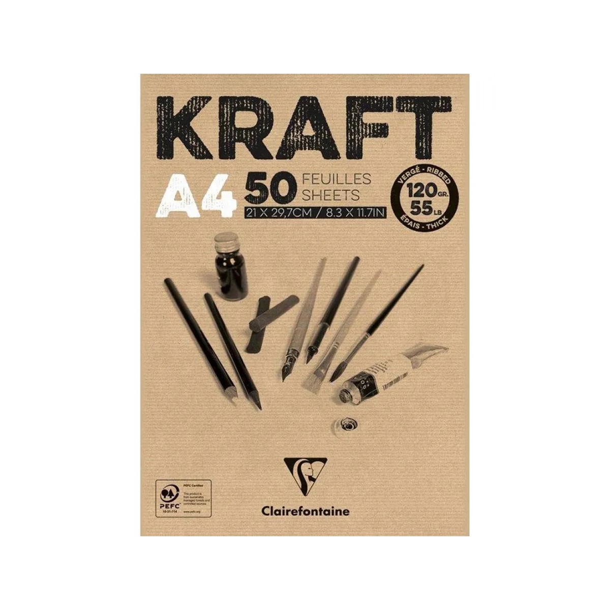 Clairefontaine Μπλοκ Σχεδίου Kraft Α4 50φ. 120gr