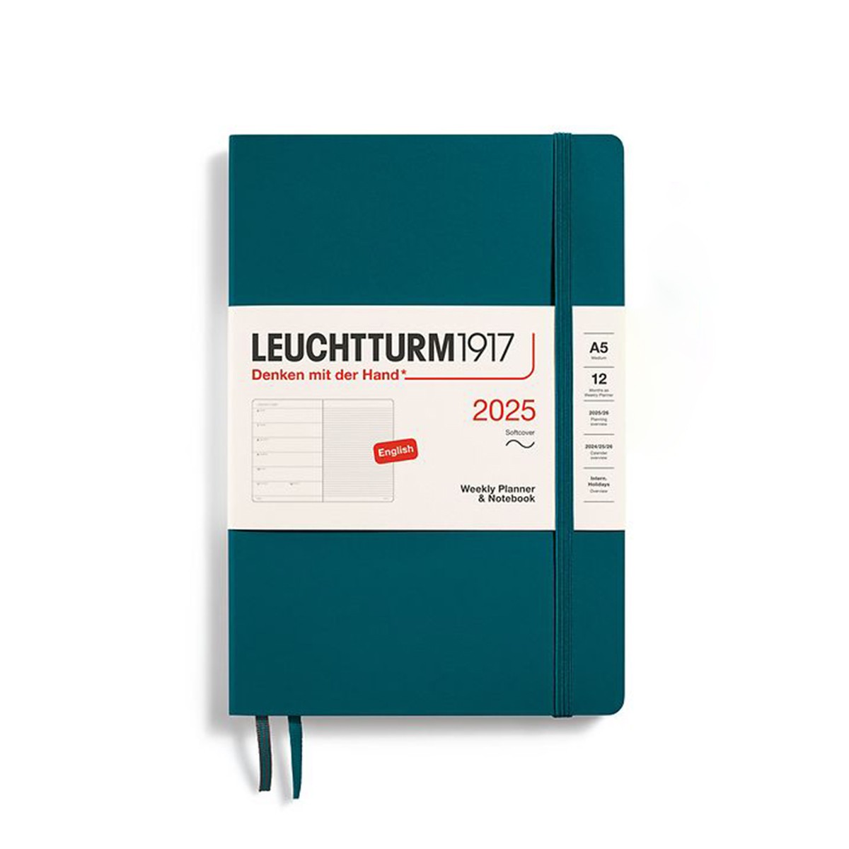 LEUCHTTURM1917 Εβδομαδιαίο Planner/Notebook 2025 A5 με Μαλακό Εξώφυλλο - Pacifc Green