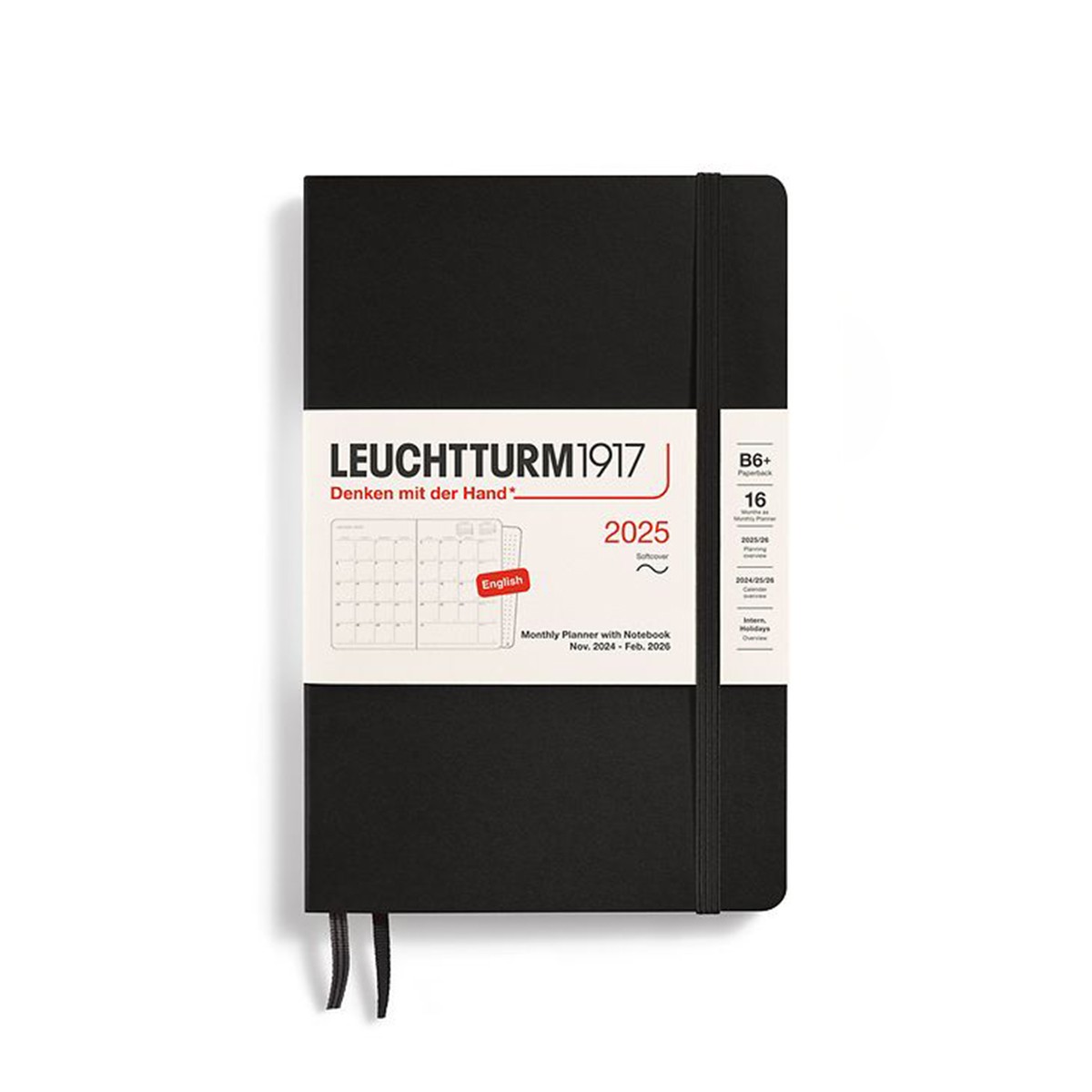 LEUCHTTURM1917 Μηνιαίο Planner/Notebook 2025 B6+ με Μαλακό Εξώφυλλο Black