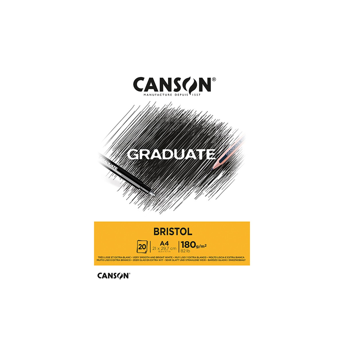 Canson Μπλοκ Σχεδίου Graduate Bristol A4/180gsm 20φ